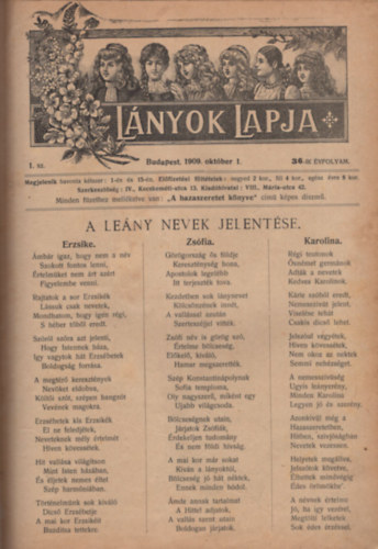 Lányok Lapja 1909. okt. 1.-1910. ápr. 01-ig. ( 36. évfolyam 1-13. szám )