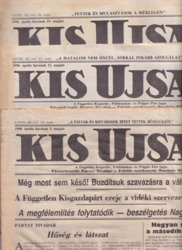 Pártay Tivadar - Kis Ujság 1990. LXVIII. (II.) évfolyam (32 szám)