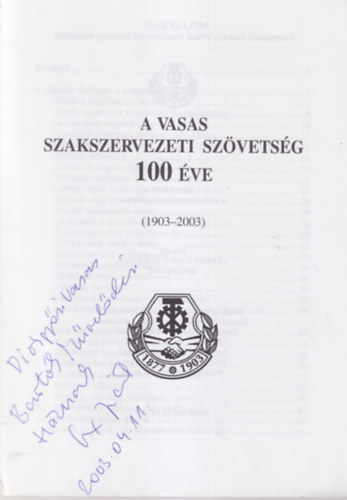 Lux Judit - A Vasas Szakszervezeti Szvetsg 100 ve (dediklt)