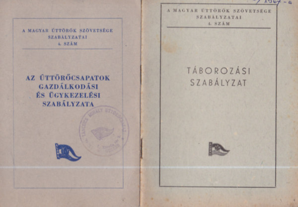 A Magyar Úttörők Szövetsége Szabályzatai 4.szám: Az úttörőcsapatok gazdálkodási és ügykezelési szabályzata + Táborozási szabályzat