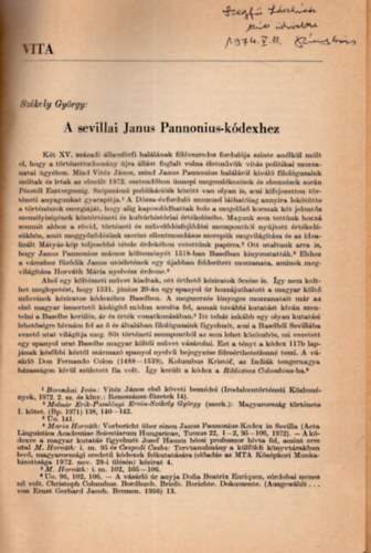 Székely György - A sevillai Janus Pannonius-kódexhez - Különlenyomat