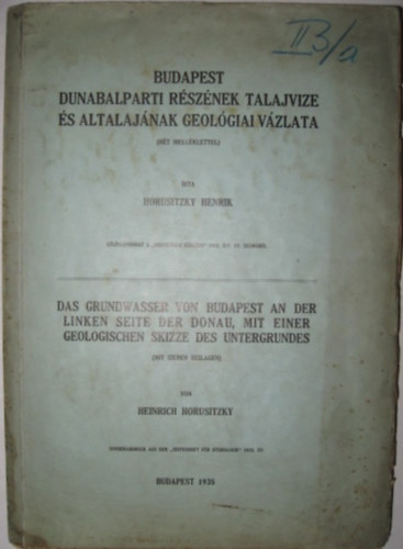 Budapest Dunabalparti részének talajvize és altalajának geológiai vázlata