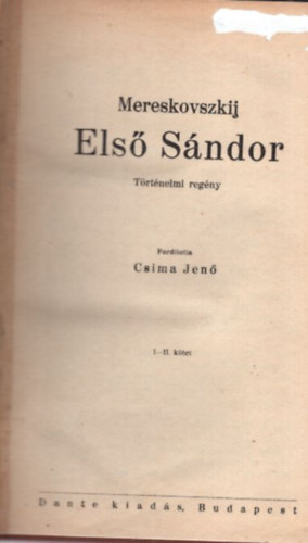 D. Sz. Mereskovszkij, Csima Jen ford. - Els Sndor