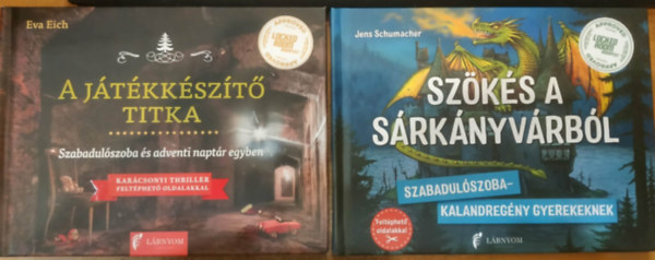 Eva Eich, Jens Schumacher - 2 db szabadul�szoba reg�ny: A j�t�kk�sz�t� titka + Sz�k�s a s�rk�nyv�rb�l