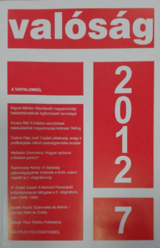Valsg 2012. jlius - A Tudomnyos Ismeretterjeszt Trsulat havi folyirata LV. vfolyam 7. szm