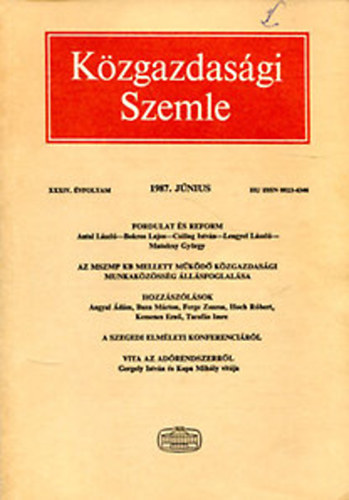 Szab Katalin - Kzgazdasgi szemle 1987. Jnius (XXXIV. vfolyam)
