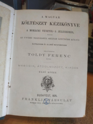 Toldy Ferenc - A magyar kltszet kziknyve I.