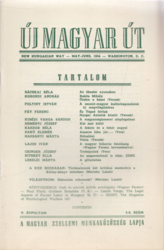 Új Magyar Út 1954/5-6.szám - V.évfolyam (U.S.A. kiadás, A Magyar Szellemi Munkaközösség Lapja)