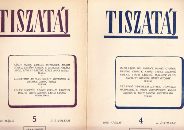 Erd�di J�zsef (szerk.) - Tiszat�j- Irodalmi �s m�v�szeti foly�irat 1948/1-12. (II., teljes �vfolyam)
