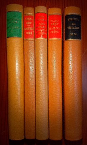 Kr�dy Gyula, Karinthy Frigyes, Gustave Flaubert, Anna Seghers, Mihail Solohov - 5 b�rk�t�ses, sorsz�mozott k�tet a Helikon Kisk�nyt�r�b�l: Az �tit�rs/N.N., Capill�ria, H�rom mese, A Sankt Barbara-i hal�zsok felkel�se, Emberi sors