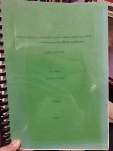 Szemethy L�szl� - G�mszarvas (Cervus elaphus) tehenek ter�lethaszn�lata egy alf�ldi erd�- mez�gazdas�g �l�hely- egy�ttesben