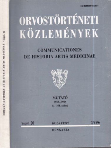 Orvost�rt�neti K�zlem�nyek Suppl. 20 Mutat� 1955-1995 (1-148. sz�m) - 1996