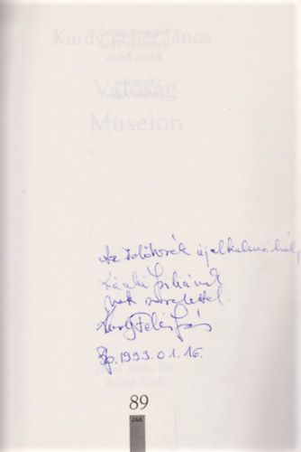 Kurdy Fehér János - Valóság Museion (Dedikált)