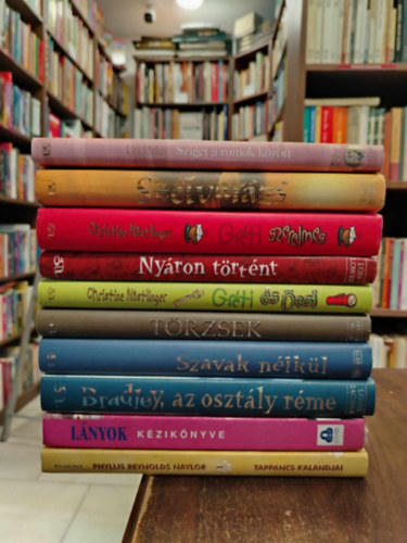 Louis Sachar, Christine Nstlinger, Uri Orlev, Madeleine L'Engle, Lois Lowry, Arthur Slade, E. L. Konigsburg - KNYVMENT AJNLAT, 9 db. Ifjsgi knyv. Sziget a romok kztt +Szlvarzs +Grti szerelmes +Nyron trtnt +Grti s csi+ Trzsek+ Szavak nlkl+ Bradley, az osztly rme+ Lnyok kziknyve