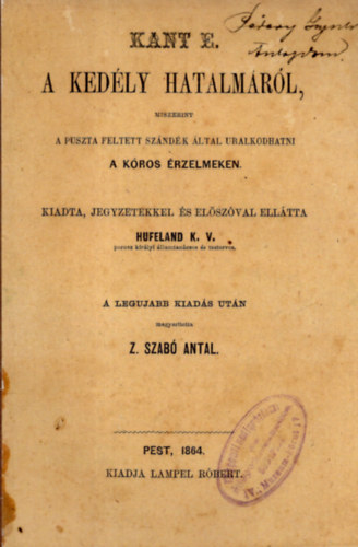 Kant (Imanuel) - A kedly hatalmrl, miszerint...