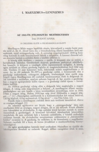 Ivnyi Anna, Benk Lszl - Az 1945-s fldoszts Mezhegyesen- I. Marxizmus-Leninizmus -  Klnlenyomat