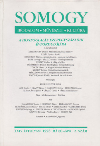 Tsks Tibor (szerk.) - Somogy - Irodalom, mvszet, kultra - 1996. mrc.-pr. XXIV. vf. 2. szm