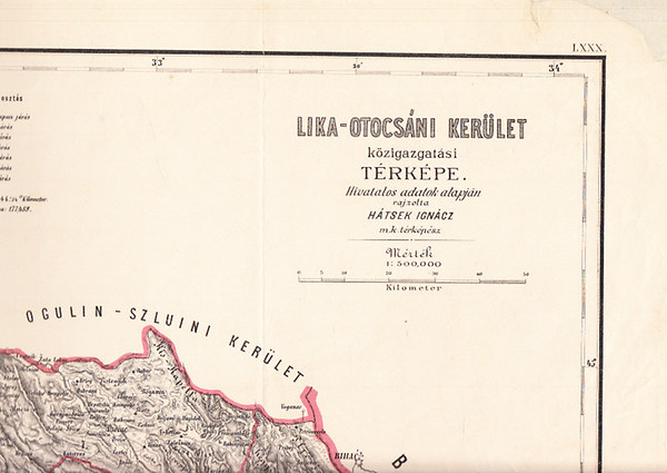 Htsek Igncz - Lika-Otocsni kerlet kzigazgatsi trkpe