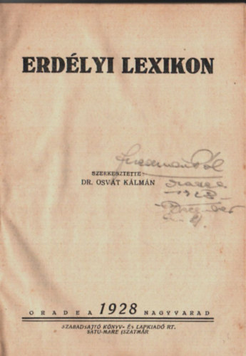 Osv�t K�lm�n szerk. - Erd�lyi lexikon