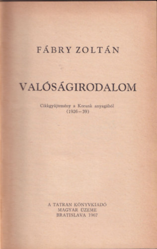 Fbry Zoltn - Valsgirodalom