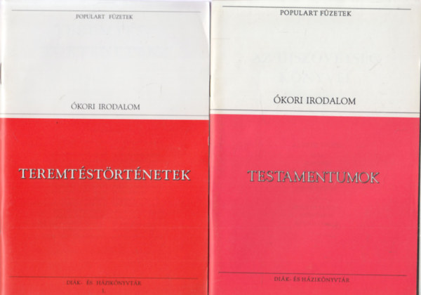 3 db kötet a Populart Füzetek sorozatból: Ókori irodalom: Teremtéstörténetek + Testamentumok (Ószövetség) + Testamentumok (Újszövetség) + A lélek békéje