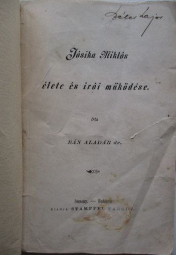 J�sika Mikl�s �lete �s �r�i m�k�d�se