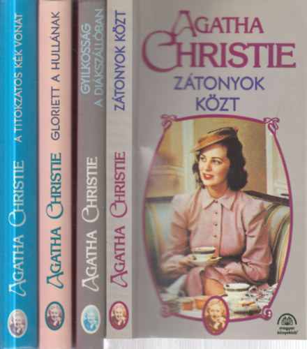 Agatha Christie - 4 db. klasszikus krimi (Zátonyok közt + Gyilkosság a diákszállóban + Gloriett a hullának + A titokzatos kék vonat)
