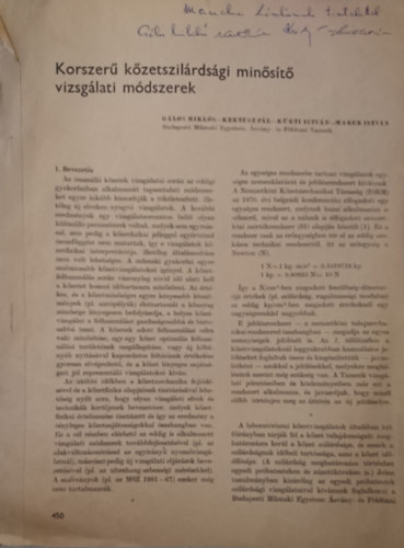 G�los Mikl�s, Kert�sz P�l, K�rti Istv�n, Marek Istv�n - Korszer� k�zetszil�rds�gi min�s�t� vizsg�lati m�dszerek