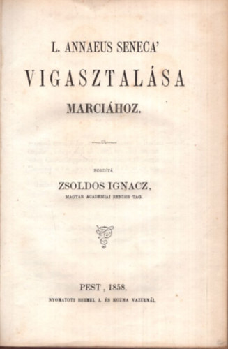Zsoldos Ignacz - L. Annaeus Seneca vigasztalása Marciához (1858)