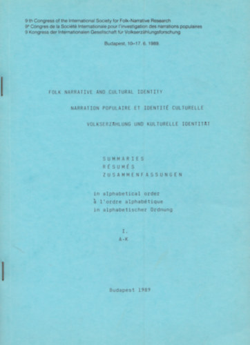 Folk narrative and cultural identity I-II. + Program