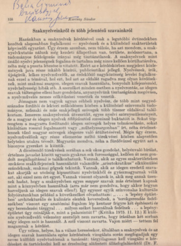 Karcsay Sndor - Szaknyelveinkrl s tbb jelents szavainkrl (Dediklt)