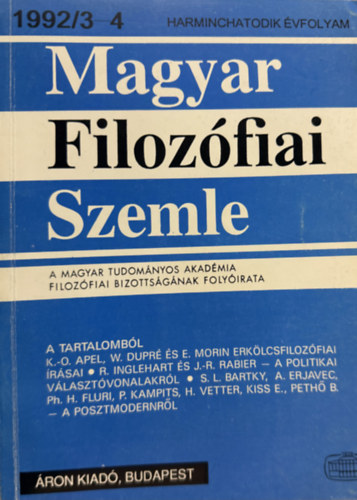 Magyar filozófiai szemle 1992/3-4