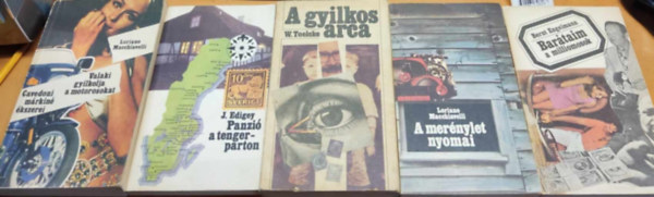 Jerzy Edigey, Werner Toelcke, Bernt Engelmann, Loriano Macchiavelli - 5 db krimi: A gyilkos arca; A mernylet nyomai; Bartaim a milliomosok; Cavedoni mrkin kszerei/Valaki gyilkolja a motorosokat; Panzi a tengerparton