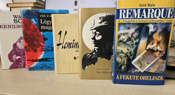Henry James, Eric Knight, Erich Maria Remarque, Ernest Hemingway, Walter Scott - 5db-os szpirodalmi knyvcsomag: Egy hlgy arckpe+ Lgy h magadhoz+ A fekete obeliszk+ Novellk+ Kenilworth
