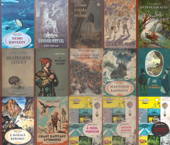 Verne Gyula, Jules Verne (Verne Gyula), Verne Gyula (Jules Verne), Jules Verne - 15 db Jules Verne (Verne Gyula) reg�ny: S�ndor M�ty�s + Nemo kapit�ny + Utaz�s a Holdba / Utaz�s a Hold k�r�l + Hatteras kapit�ny + Grant kapit�ny gyermekei + Rejtelmes sziget + K�t�vi vak�ci� + A pr�mvad�szok + �szak D�l ellen +