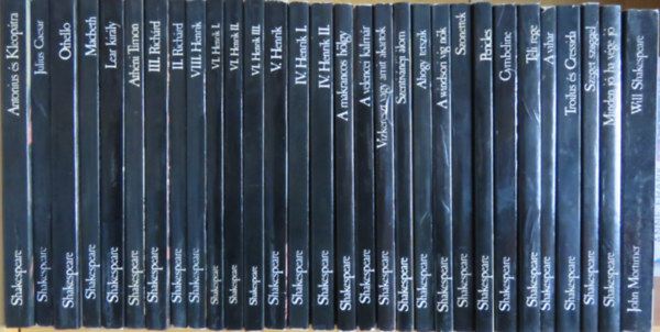 William Shakespeare, John Mortimer - 30 db-os BBC Shakespeare-knyvcsomag (26 m 30 ktetben + John Mortimer: Will Shakespeare): IV. Henrik; V. Henrik; VI. Henrik; VIII. Henrik; II. Richrd; III. Richrd; Tli rege; Cymbeline; Pericles; Szonettek; A windsori vg nk; Ahogy tetsz