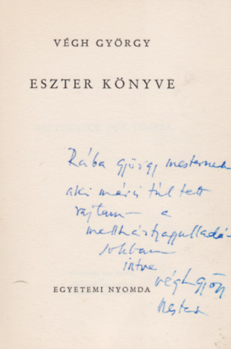 Végh György - Eszter könyve (Végh)