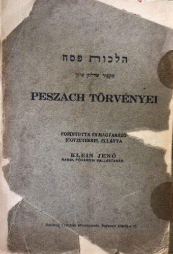 Klein Jen (Fordtotta s magyarz jegyzetekkel elltta) - Peszach trvnyei