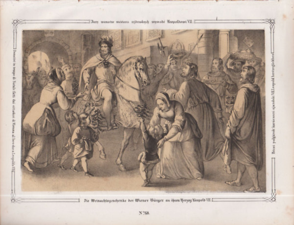 Bécsi polgárok karácsonyi ajándoki VII. Leopold herczegückhez - eredeti litográfia (metszet)