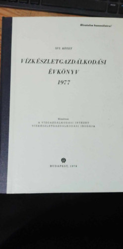 V�zk�szletgazd�lkod�si �vk�nyv 1977 (XVI. k�tet)