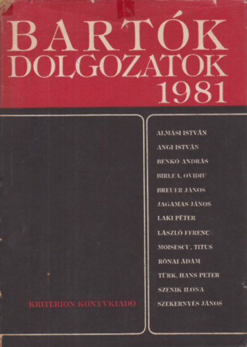 Lszl Ferenc (szerk.) - Bartk-Dolgozatok 1981