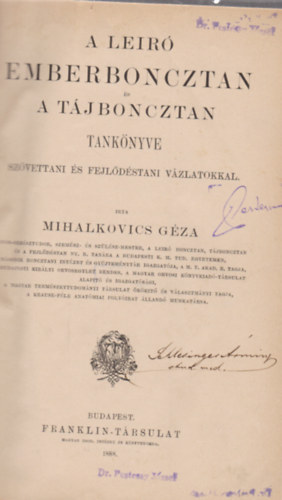 Mihalkovics Gza - A ler emberboncztan s tjboncztan tanknyve