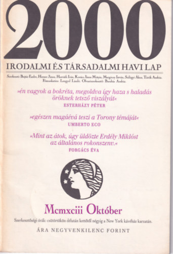 2000 Irodalmi �s T�rsadalmi Havi Lap - 1993. Okt�ber