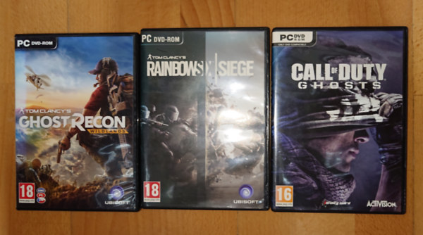 2 Tom Clancy PC-játék + ajándék PC DVD: Ghost Recon, RainbowSX Siege + Call of Duty Ghosts