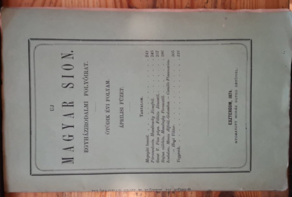 Zdori Jnos (szerk.) - Uj Magyar Sion egyhzirodalmi folyirat tdik vfi folyam - prilisi fzet