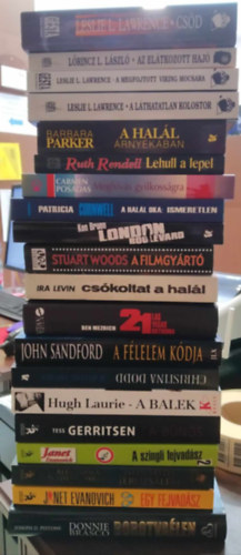 Tbb szerz, Leslie L. Lawrence, Patrica Cornwell, Ira Levin, John Sandford, Christina Dodd, Tess Gerritsen - KNYVMENT AJNLAT 20 db krimi: Borotvalen+Egy fejvadsz+A bns+A sttsg rintse+A flelem kdja+A hall oka: ismeretlen+