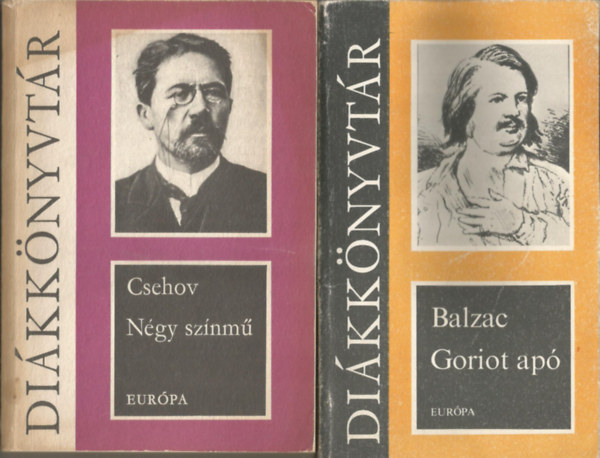 2 db Diákkönyvtár, Csehov: Négy színmű, Balzac: Goriot apó