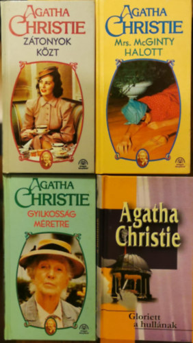 4db Agatha Christie regény : Zátonyok közt, Mrs. McGinty halott, Gloriett a hullának, Gyilkosság méretre