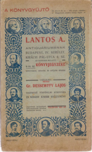 Lantos A. antiqu�rium�nak 9-10. sz. k�nyvjegyz�ke