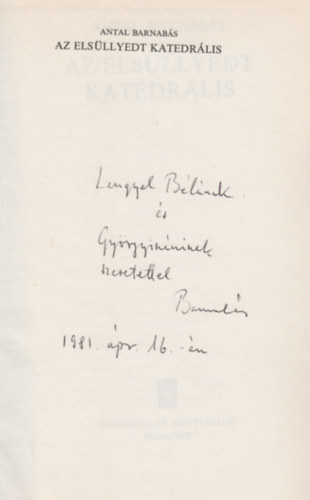 Antal Barnab�s - Az els�llyedt katedr�lis - Dedik�lt!